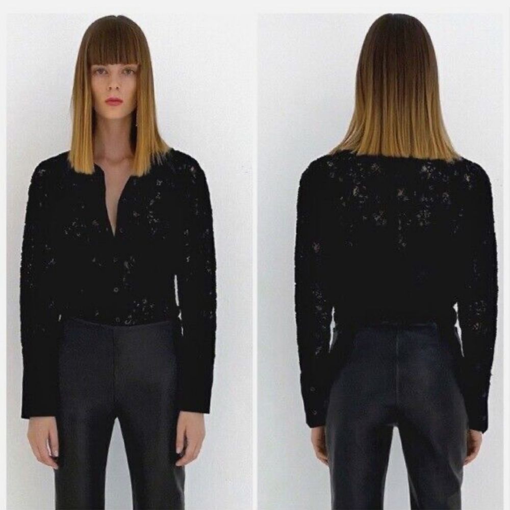 Zara linen blend embroidered long line shirt - Picture 6 of 8